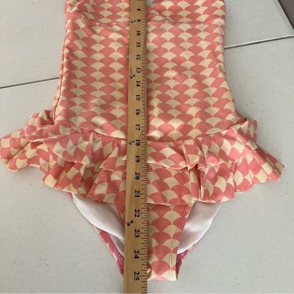 Hanna Andersson Girls Halter Swimsuit One Piece Fish Scale Skirted PinkCream 140 - Picture 10 of 10